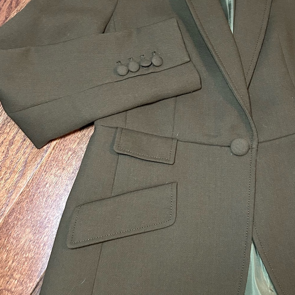Talbots Khaki Green Blazer with Notched Lapel Size 2P - Picture 3 of 9